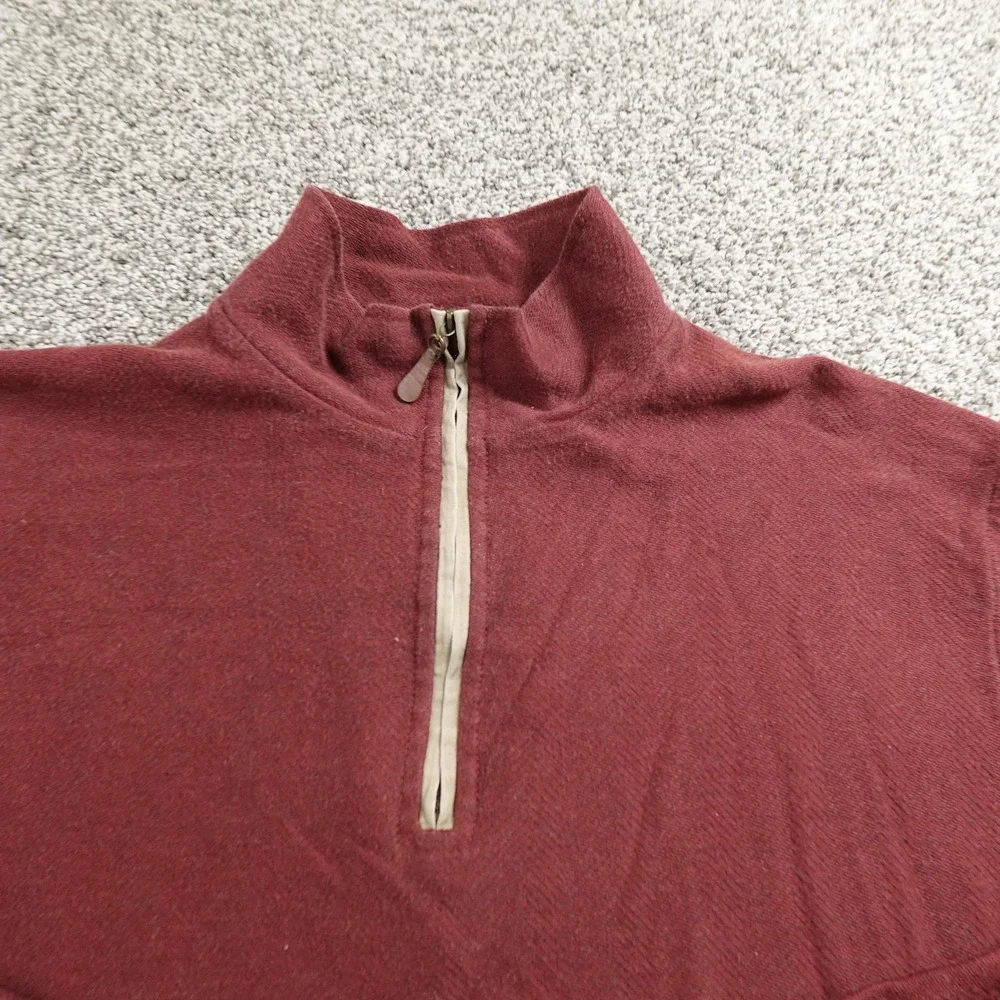 VTG LL Bean Sweater Mens L Red 1/4 Zip‎ Mock Neck Knit Pullover Outdoor Hiking
